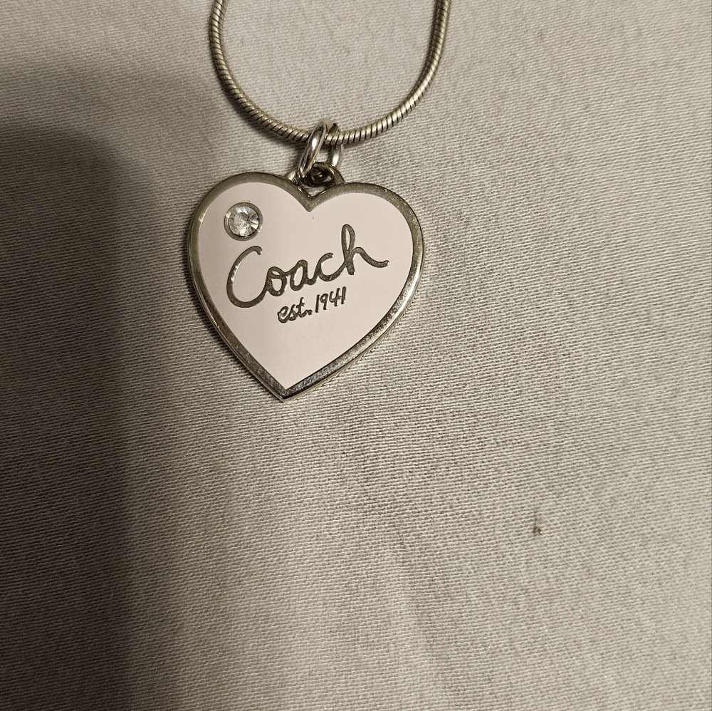 Coach Pink heart necklace with stone